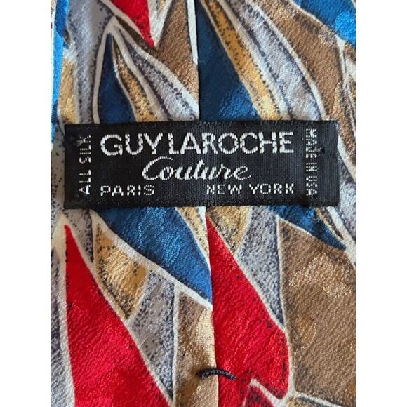 Vintage Guy Laroche Couture Silk Tie Lot (2)  Bold Abstract & Floral Patterns - Picture 2 of 3